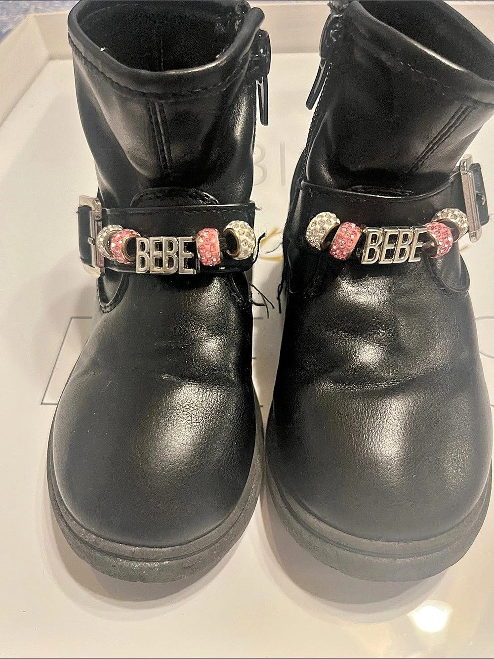 Kids Bebe Black Buckle Ankle Boots